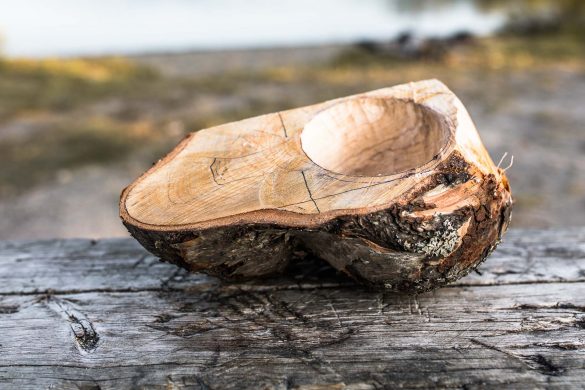 How To Make a WOODEN Cup KUKSA from BIRCH BURL into the FOREST without  Power TOOLS 